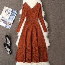Load image into Gallery viewer, 2019 Summer Dress Women Long Sleeve Lace Dress Big Size M-3XL Dress Elegant Lady Long V-neck Party Dressess Vestidos платье W564