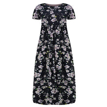 Load image into Gallery viewer, Women Summer Dress Long Style Vestidos De Festa Flower Printed Round Collar Short Sleeve Dress Vestido