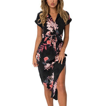 Load image into Gallery viewer, 2019 Hot Sale Women Midi Party Dresses Geometric Print Summer Boho Beach Dress Loose Batwing Sleeve Dress Vestidos Plus Size