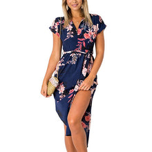 Load image into Gallery viewer, 2019 Hot Sale Women Midi Party Dresses Geometric Print Summer Boho Beach Dress Loose Batwing Sleeve Dress Vestidos Plus Size